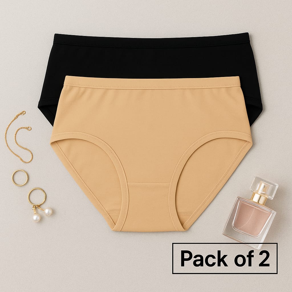 Zar e Khaas Women’s Mid-Rise Cotton Brief | Soft & Breathable Everyday Wear